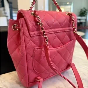 CHANEL | Bags | Chanel Pink Quilted Backpack With Iconic Cc  display picture 1